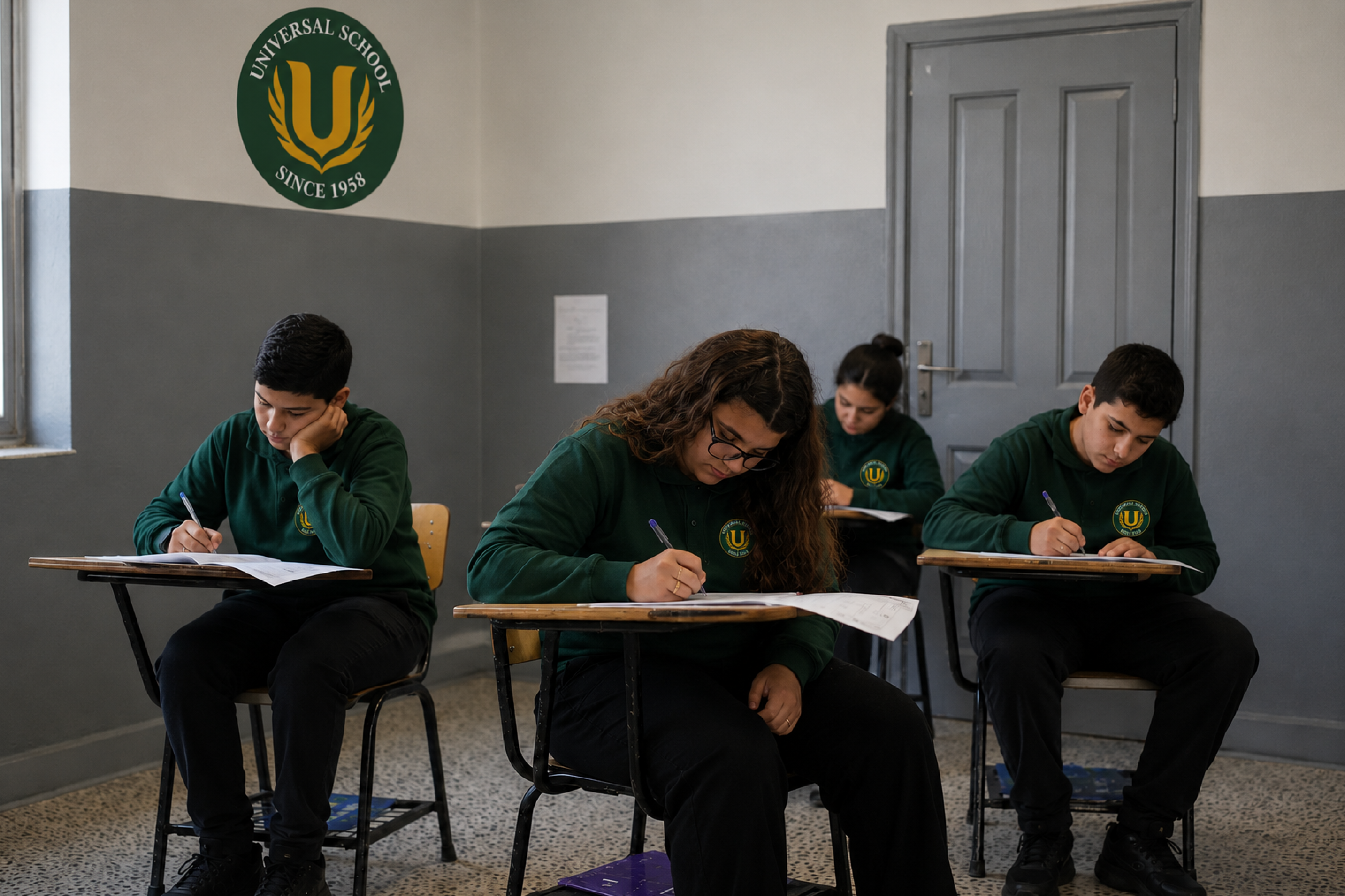 Student studying at home with parent support